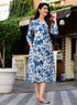 Designer White and Blue Dress